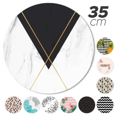 Imagem de Kit 6 Peças Jogo Base Redonda Mdf Sousplat Geométrico