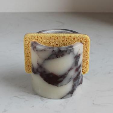 Imagem de Suporte de esponja de travertino natural para pia de cozinha, prateleira de secagem, organizador compacto para pia