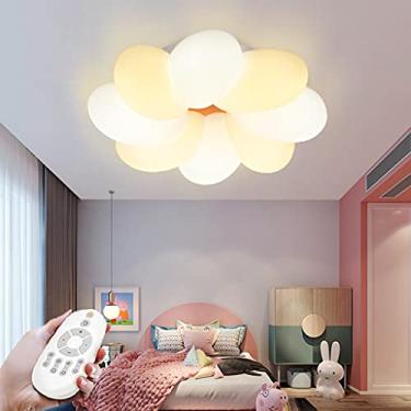 Imagem de Luminária de teto LED para quarto infantil, luminária de teto moderna com controle remoto, luminária de parede com design criativo de pétalas, lustre para meninos e meninas, sala de estar, v