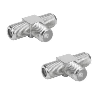 Imagem de 2x Emenda Divisor F Tripla Coaxial Tipo T Antena Rg59 Rg6 - Pix