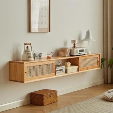 Imagem de Prateleiras montadas na parede de 120/150/180 cm, suporte de TV flutuante montado na parede, suporte de TV flutuante montado na parede, amarelo com gavetas, entretenimento moderno, amarelo - 150 x 25