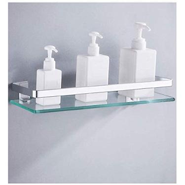 Imagem de Prateleira de vidro temperado para casa de banho armazenamento de casa de banho toalheiro prateleira de armazenamento cesta de armazenamento de carrinho de duche (tamanho: 60 cm)