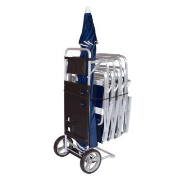 Imagem de Carrinho De Praia Mesa Cadeiras Guarda-sol 15 Kg Mor Preto