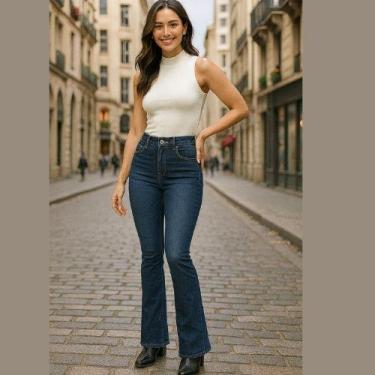 Imagem de Calça Jeans Feminina Skinny Push Up Azul Médio Malwee, 34, Azul