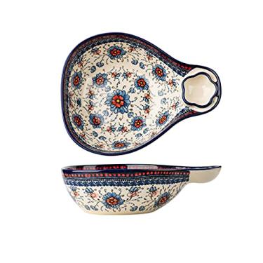 Imagem de Tigelas para cozinha, tigela de salada de cerâmica, conjunto de 2 peças, utensílios de mesa de cerâmica de 500 ml, prato dividido, prato de bolinho de massa para café da manhã, salada, tigela de