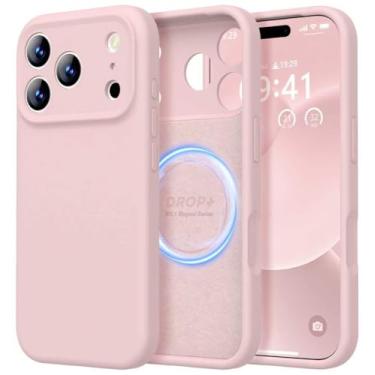 Imagem de LOVE 3000 Capa projetada para iPhone 17 Pro Max, silicone premium [compatível com Magsafe] [macio antiarranhões] Capa protetora de telefone à prova de choque para homens mulheres 17.5 cm, rosa cremoso