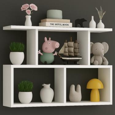 Imagem de prateleira mdf nicho decorativo 70x90x18cm porta livro enfeites organizador de sala quarto escritorio sixteen decor