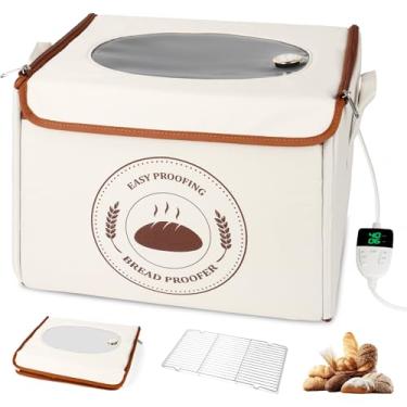 Imagem de Caixa à prova de pão com 6 configurações de temperatura (10 a 50 °C) e temporizador 48H, impermeabilizador de massa dobrável com rack de metal, caixa dobrável para assar pão, pizza, iogurte, kombucha