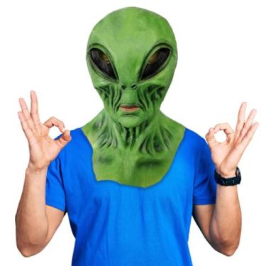 Imagem de Kurmingary Scary Alien Mask, Realistic Latex Alien Full HeadMask, Halloween Carnival Costume Party Cosplay Horror Mask with Big Eyes - Green