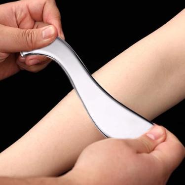 Imagem de Ferramenta de massagem de raspagem Guasha de aço inoxidável - Ferramenta raspadora muscular para lenços macios