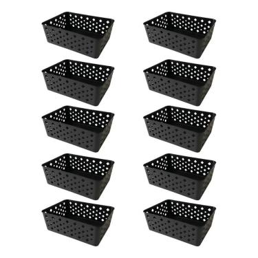 Imagem de 2X Kit 10 Cestos Multiuso Organizador Empilhável Gaveta 19X1
