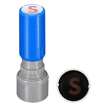 Imagem de Carimbos com letras autotintas, caractere S 7 mm, alfabeto, professor, carimbo inicial, mini carimbo de tinta para caderno de aula, scrapbooking, artesanato faça você mesmo, concha azul