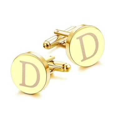 Imagem de Abotoaduras Acessórios Masculinos Joias Clássico Inicial Abotoaduras Presente para Homens Abotoaduras Pretas, Letra A, standard, Cobre, Sem Pedra Preciosa