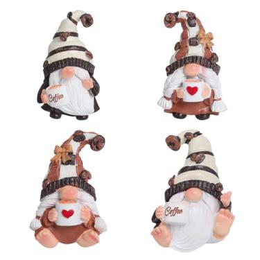 Imagem de 4 peças de ímã magnético de geladeira decorado com café - Ímãs divertidos de gnomo de café - decoração de estátua de café, brinquedo de cozinha para casa, cozinha, restaurante, lembrancinhas de festa