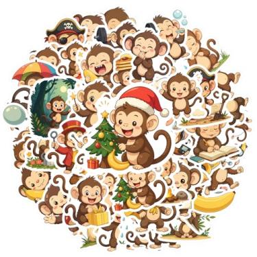Imagem de 50 peças de adesivos engraçados de animais macacos, pacote de adesivos para celular, laptop, scrapbook, bicicleta, mala, telefone, bagagem, laptop, guitarra, carro, brinquedos