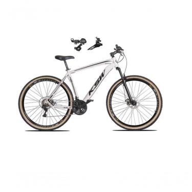 Imagem de Bicicleta Aro 29 Ksw Xlt Alumínio 24v Câmbios Shimano Garfo Suspensão Pneu Faixa Bege Branco 17