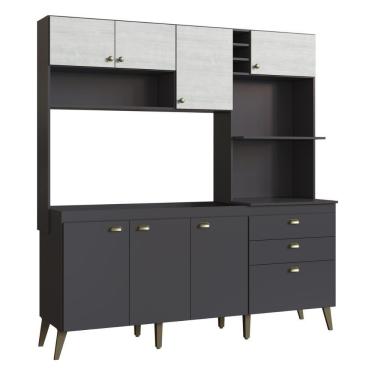 Imagem de Armário De Cozinha Compacta 186,5cm Com Torre Quente E Gabinete Pia Cr20283 Grafite/snow