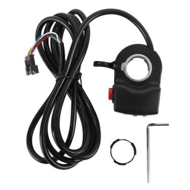 Imagem de CHEOTIME Acelerador elétrico de polegar, construção ABS, controlador de velocidade de 48 V e acelerador com indicador de energia, acelerador de dedo para guidão de 2,22 cm