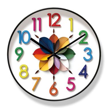 Imagem de Relógio de parede colorido com design de flores moderno silencioso de 30 cm