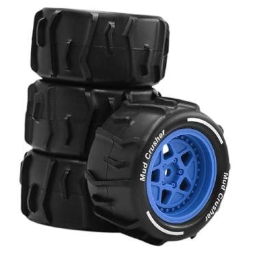 Imagem de simhoa Conjunto de 4 rodas e pneus de reposição para RC, modelo DIY profissional e para Granite Grom na escala 1/18, Azul
