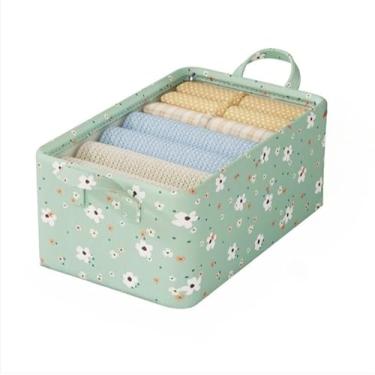 Imagem de Caixa Organizadora, Caixa de Armazenamento de Roupas Dobrável Brinquedos com Tampa Acabamento de Cesta Nova Flor Quebrada(Verde (sem capa),3pcs)