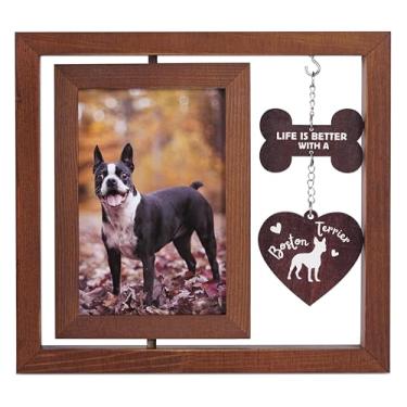 Imagem de InnoBeta Porta-retrato giratório para presentes Boston Terrier, moldura dupla face 10 x 15 cm, Life is Better with a Boston Terrier