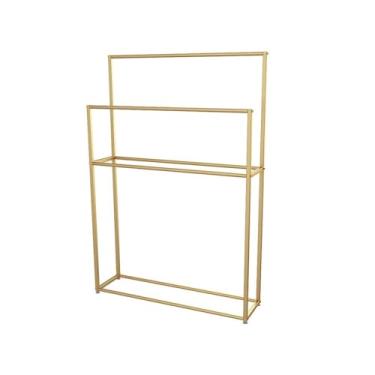 Imagem de porta-toalhas Toalheiro para banheiro, rack para roupas internas, de piso ferro, combinação metal para sala estar(Gold,Médio)