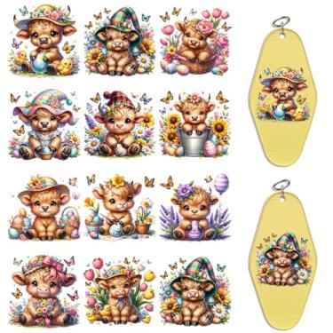 Imagem de DORSBABY Papel de transferência UV DTF - 24 folhas de adesivos de transferência a frio para chaveiros de motel. Papel de transferência à prova d'água, adesivos de transferência para esfregar à prova