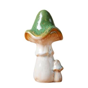 Imagem de SEINHIJO Estátua de decoração de cogumelo escultura de jardim de fadas acessórios de gramado cerâmica pátio quintal presentes artesanato 18 cm