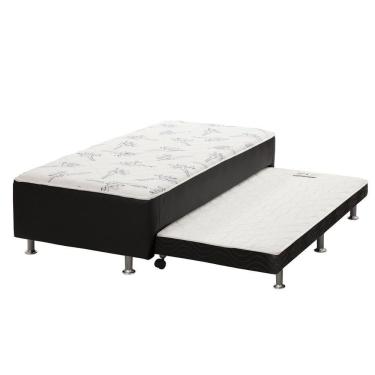 Imagem de Cama Box C/auxiliar Conjugado Solteiro: Colchão Ortopédico Courano Nero Black (88x188) Ortobom
