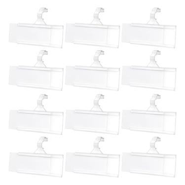 Imagem de SQXBK 25 peças prateleiras de cesta de supermercado 76 x 35 mm plástico transparente suporte de cartão reutilizável clipe de etiqueta de prateleira adequado para despensas armazéns loja de