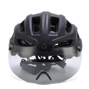 Imagem de RiToEasysports Capacete de Bicicleta, Capacete de Ciclismo Com óculos Fotocromáticos Magnéticos Removíveis para Homens, Mulheres e Adultos (Preto fosco)