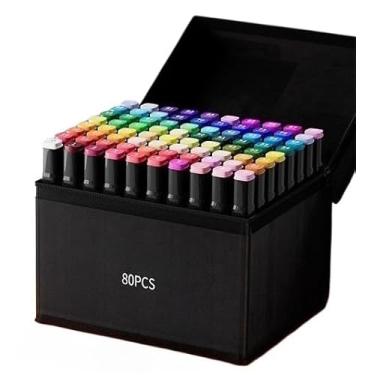 Imagem de 24/36/48/60/80 Cores touch marker Caneta Marcadora Com Ponta Dupla/Pintura De Arte/Aquarela/Material Escolar/Escritório (80 Cores PRETO)