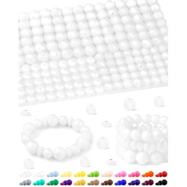Imagem de 200 contas de silicone FIVEIZERO misturadas para fabricação de chaveiros, contas de silicone de lentilha redondas de 12 mm 15 mm e 12 mm para canetas, pulseira, colar, artesanato DIY (branco metálico)
