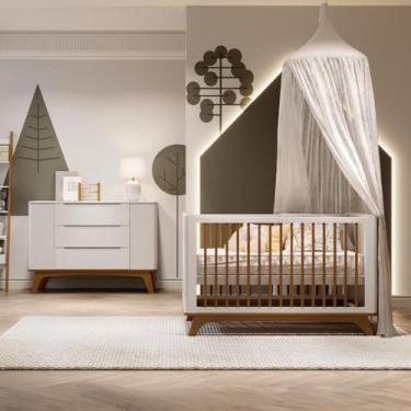 Imagem de Quarto de Bebê Completo Com Berço Redondo e Cômoda Sambalelê - Divicar