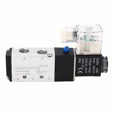 Imagem de Válvula solenóide elétrica 4V21008 Válvula pneumática de controle de ar com economia de energia de alto desempenho com mola de aço inoxidável para equipamentos médicos e oficina (CC 24V)