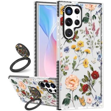 Imagem de Boaretiu Capa fofa Kawaii para Samsung Galaxy S24Ultra capa de telefone com suporte - Design de suporte de anel giratório adesivo de 360° para mulheres meninas e meninas para Samsung Galaxy S24Ultra,