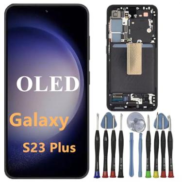Imagem de LMZSHAZK Tela De Substituição Oled Galaxy S23 Plus Para Samsung 5G, Conjunto Digitalizador Touchscreen Sm-S916U Sm-S916U1 Sm-S916B, Suporte Impressão Digital (Com Moldura Preta + Ferramentas)
