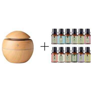 Imagem de Kit 12 Essências 10Ml + Difusor Elétrico Madeira Clara