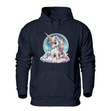 Imagem de Blusa de Frio Abrigo Moletom Quentinho Plus Size Feminino Estampa Unicornio Confortavel Macia