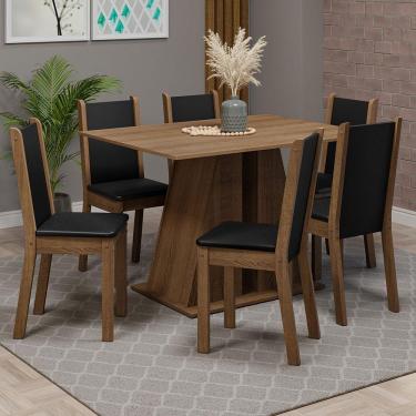 Imagem de Conjunto Sala De Jantar Mesa Tampo De Madeira 6 Cadeiras Rustic/preto Wendy Madesa