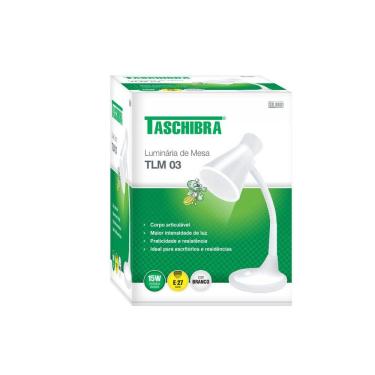 Imagem de Luminária De Mesa Taschibra Tlm 03 Articulável E27 Bivolt Branco