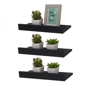 Imagem de Kit 3 Prateleiras Porta Quadros 40 X 15cm Preta