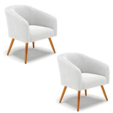 Imagem de Cadeira Sala De Jantar Pé Palito Castanho Kit 2 Stella Bouclê D03 - D'rossi Cor Bege