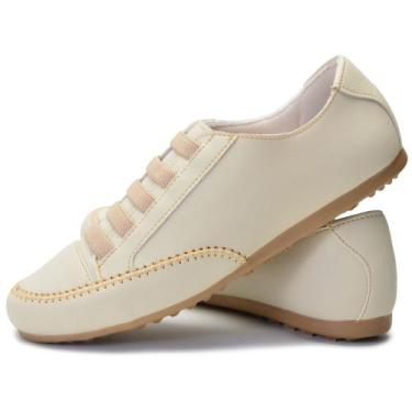 Imagem de Mocatênis feminino Bege Leve Casual Confortável - Bella Dama, Bege, 41