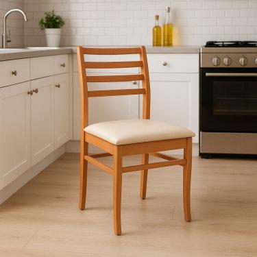 Imagem de Cadeira Dubai Madeira Maciça Elegante Sala Jantar Amendoa