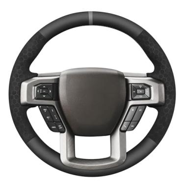 Imagem de MEWANT Capa de volante costurada à mão para Ford F-150 F150 2015-2020/F-250 F250 2017-2022/F-350 F350 2017-2022/F-450 F450 2017-2022/Expedition 2022/Expedition 2022 18-20 53 cm
