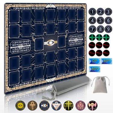 Imagem de Cylvenor for YuGiOh! Duel Disk Playmat – 24x24 Inches, Non-Slip, 21 Damage Counters & Storage Bag Included” (Millennium Ring)