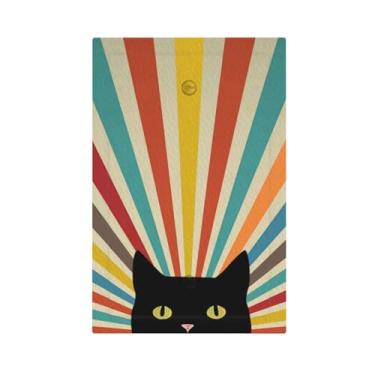 Imagem de JDAKHD Boho Vintage Retro Rainbow Light Switch Covers Cute Cat Decorativo 1 Gang Sem Dispositivo Placa de Parede Colorida Abstrata Placa Elétrica Faceplate Banheiro Quarto Cozinha Decoração
