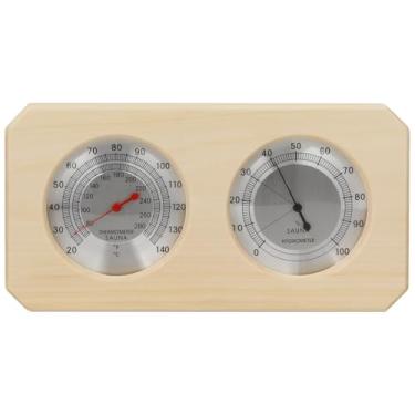 Imagem de Higrômetro 2 em 1 para sauna de madeira, termômetro e higrômetro de sauna, equipamento de sala de sauna e acessórios para medição de temperatura de umidade interna